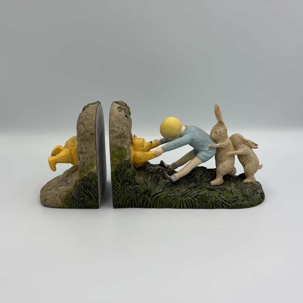 Vintage Winnie the Pooh & Christopher Robin & The Honey Tree Wedged Book Ends